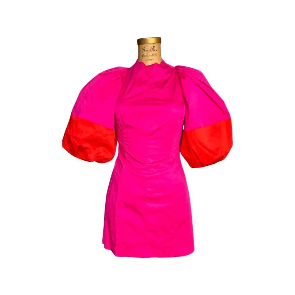 Banana Republic Mini Dress in Pink and Puffed Sleeves - Picture 1 of 8